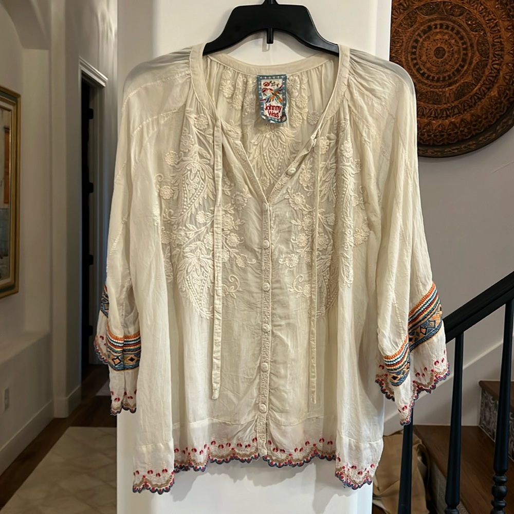 Johnny Was Long Sleeve Top Size Small